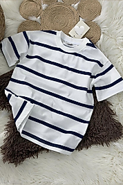 Lacivert çizgili tshirt