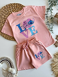 Stitch Love Şortlu Takım