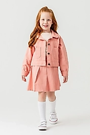 Somon Papatya Nakışlı Jean Ceketli 3lü Takım