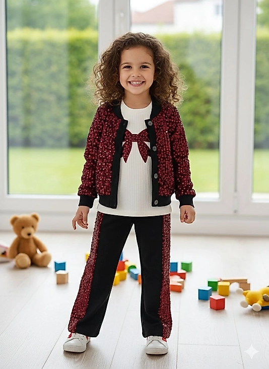 Pul Payet Ceketli 3lü Takım(Bordo)