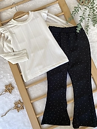 Beyaz Taşlı Pantolon Takım