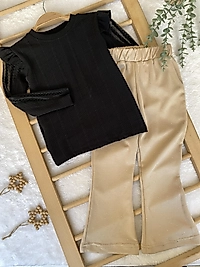 Siyah Taşlı Pantolon Takım