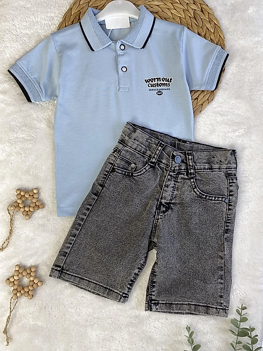 Denim Şortlu Takım(mavi)