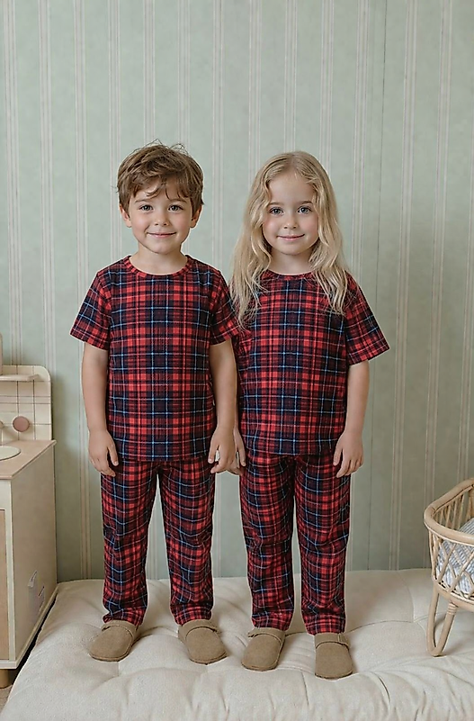 Ekoseli Unisex Pijama Takımı
