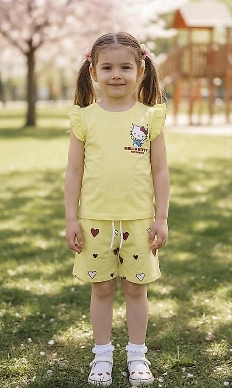 Sarı Hello Kitty Şortlu Takım