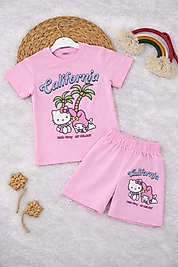Hello Kitty ve Melody Baskılı Şortlu Takım