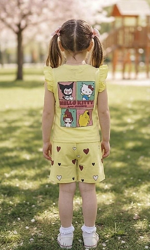 Sarı Hello Kitty Şortlu Takım