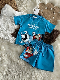 Mickey mouse baskılı şortlu ikili takım