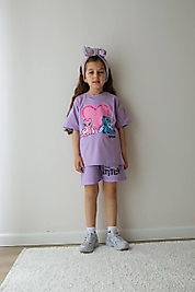 Stitch Baskılı Şortlu İkili Takım