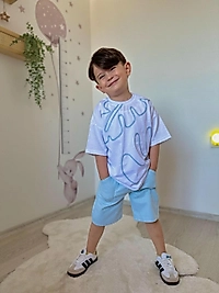 Mavi Kot Şortlu Takım