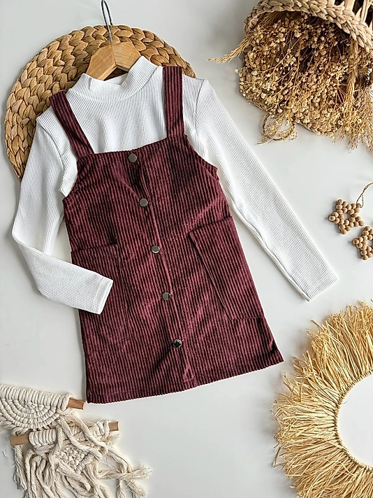 Kadife Jile Elbise Bordo