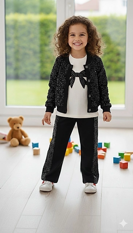 Pul Payet Ceketli 3lü Takım(Siyah)