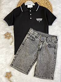 Denim Şortlu Takım(siyah)