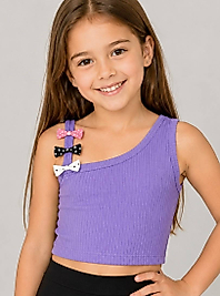 Lila Kurdele Detaylı Crop