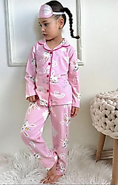 Tavşan Desenli Uyku Bandı Hediyeli Pijama Takımı