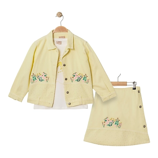 Ceketli Şort Etekli 3lü Takım Sarı