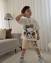 Snoopy baskılı şortlu takım