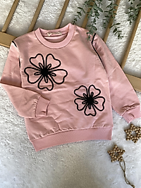 Pembe Çiçek Detaylı Sweat