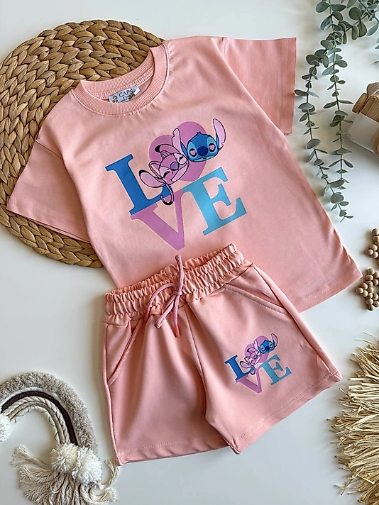 Stitch Love Şortlu Takım